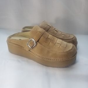 Vintage Y2K Candies Cream Suede Mule Chunky Heel Size 6.5